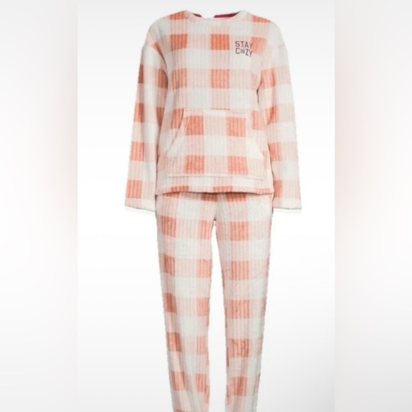 Joyspun Other - Joyspun Plush Pajama Set L (12-14) Apricot and White